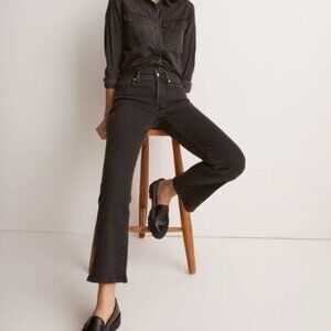 Madewell black mid rise kick out jeans (size 33)